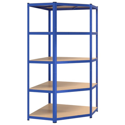 vidaXL Étagères à 5 niveaux 5 pcs Bleu Acier et bois d'ingénierie