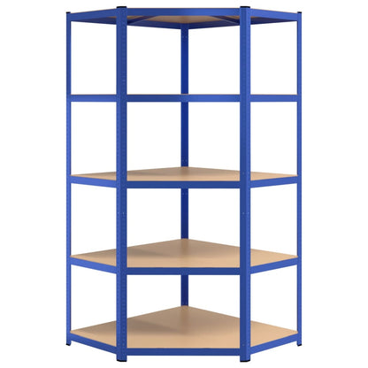 vidaXL Étagères à 5 niveaux 5 pcs Bleu Acier et bois d'ingénierie