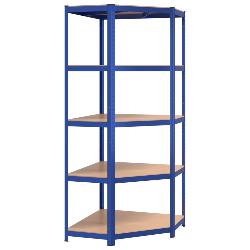 vidaXL Étagères à 5 niveaux 3 pcs Bleu Acier et bois d'ingénierie