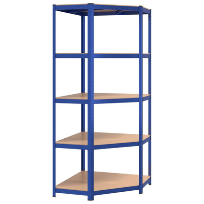 vidaXL Étagères à 5 niveaux 3 pcs Bleu Acier et bois d'ingénierie