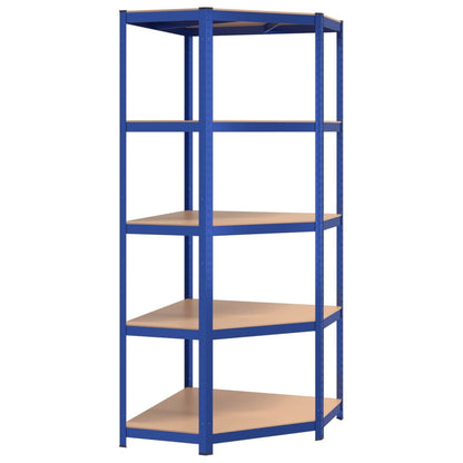 vidaXL Étagères à 5 niveaux 5 pcs Bleu Acier et bois d'ingénierie