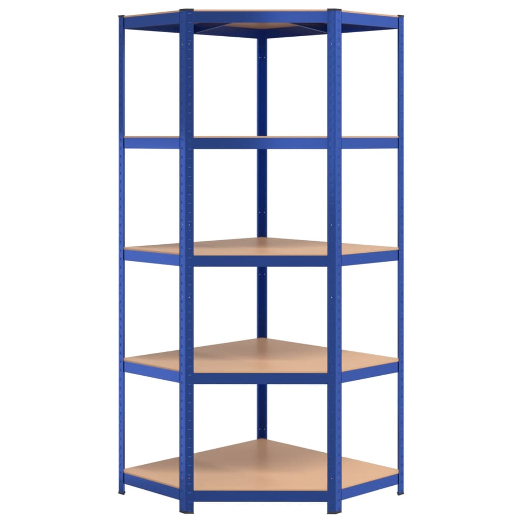 vidaXL Étagères à 5 niveaux 5 pcs Bleu Acier et bois d'ingénierie