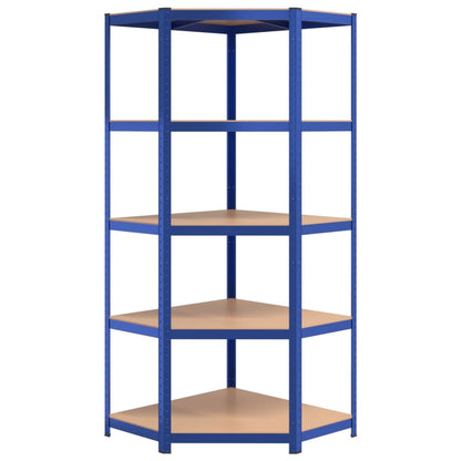 vidaXL Étagères à 5 niveaux 5 pcs Bleu Acier et bois d'ingénierie