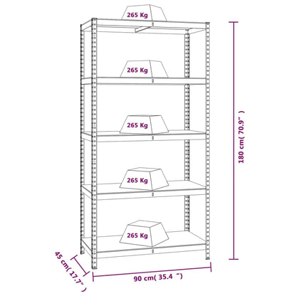 vidaXL Étagère à 5 niveaux 2 pcs Gris Acier et bois ingénierie