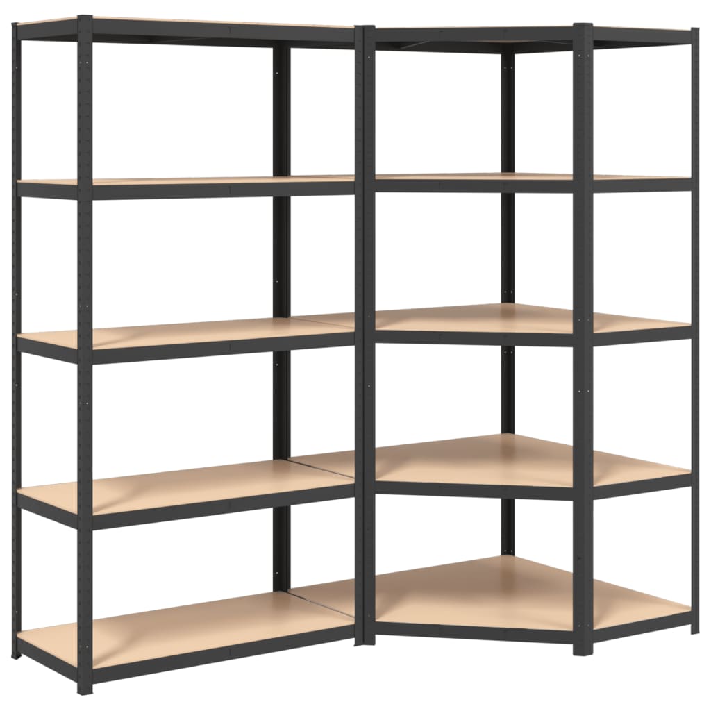 vidaXL Étagère à 2 niveaux 5 pcs Gris Acier et bois ingénierie