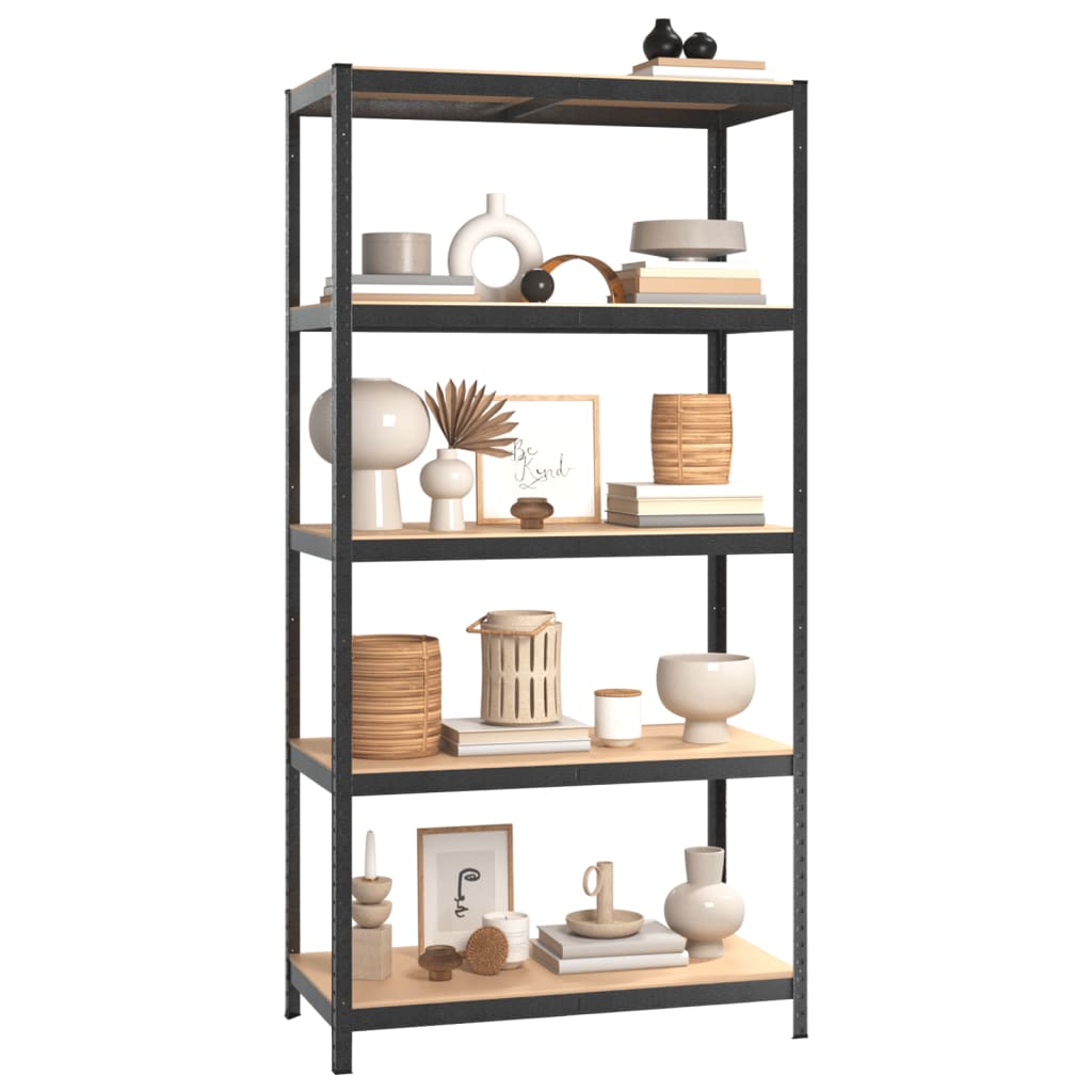 vidaXL Étagère à 2 niveaux 5 pcs Gris Acier et bois ingénierie