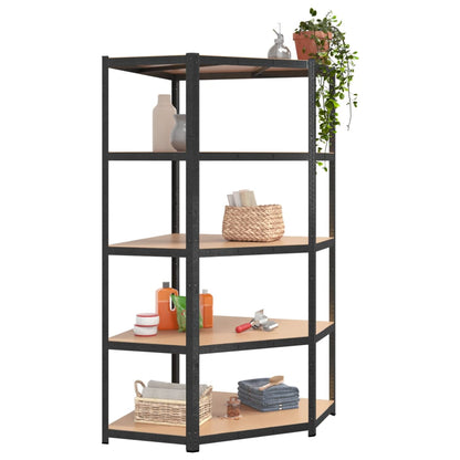 vidaXL Étagère à 2 niveaux 5 pcs Gris Acier et bois ingénierie