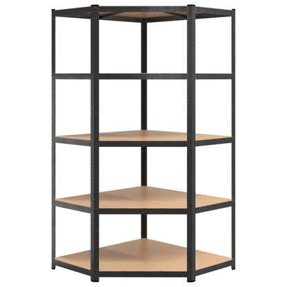 vidaXL Étagère à 2 niveaux 5 pcs Gris Acier et bois ingénierie