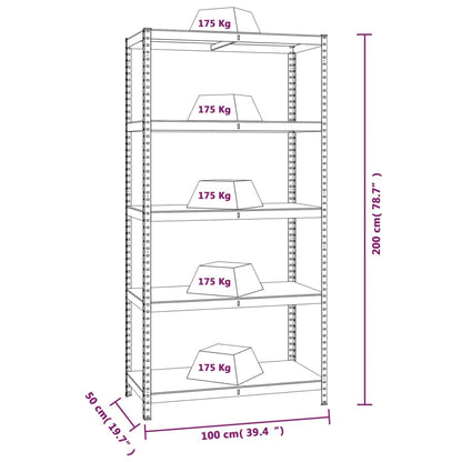 vidaXL Étagères à 5 niveaux 4 pcs Argenté Acier et bois d'ingénierie