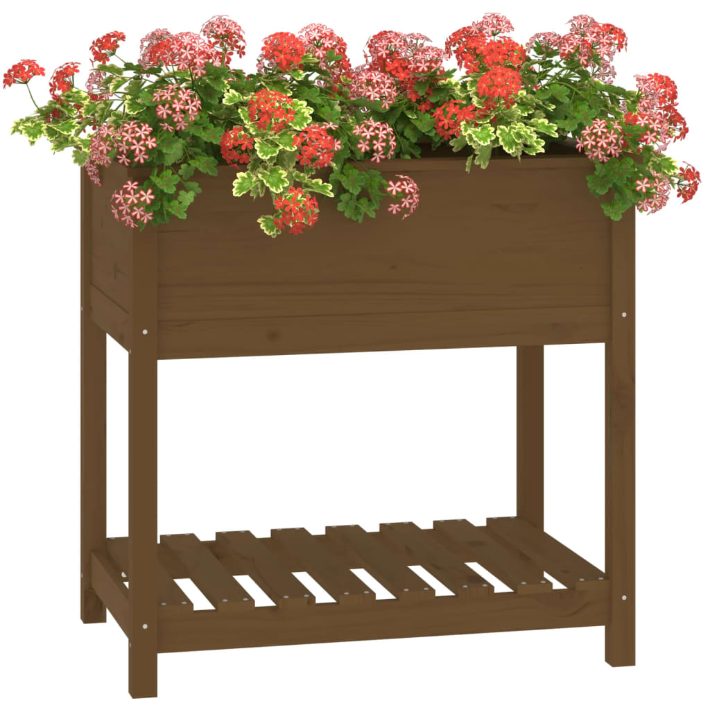 vidaXL Jardinière avec étagère Marron miel 82,5x54x81 cm Bois de pin