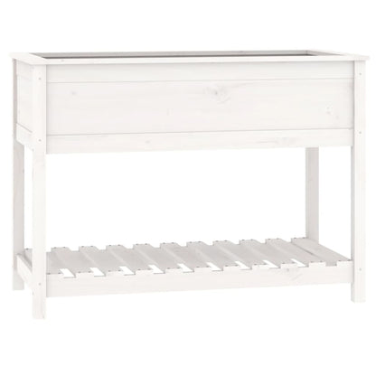 vidaXL Jardinière avec étagère Blanc 111,5x54x81 cm Bois massif de pin