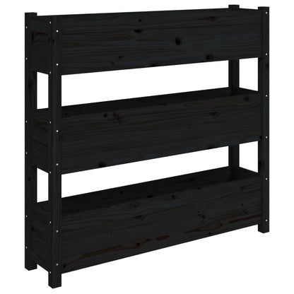 vidaXL Jardinière Noir 112x25x104,5 cm Bois massif de pin