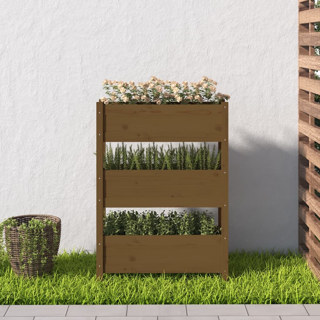 vidaXL Jardinière Marron miel 77x25x104,5 cm Bois massif de pin