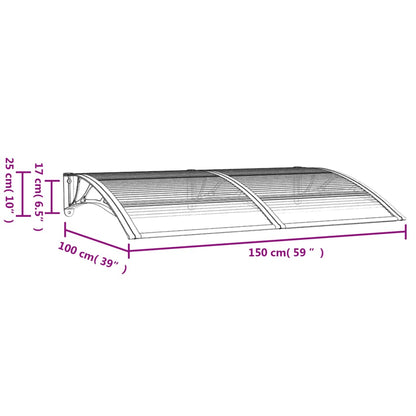 vidaXL Auvent de porte Noir 150x100 cm Polycarbonate