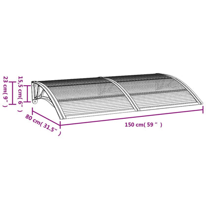 vidaXL Auvent de porte Noir 150x80 cm Polycarbonate
