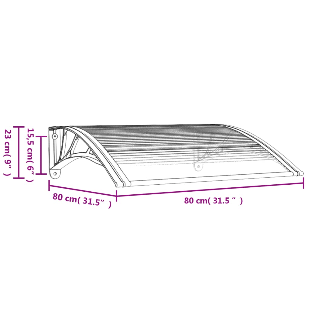 vidaXL Auvent de porte Gris et transparent 80x80 cm Polycarbonate