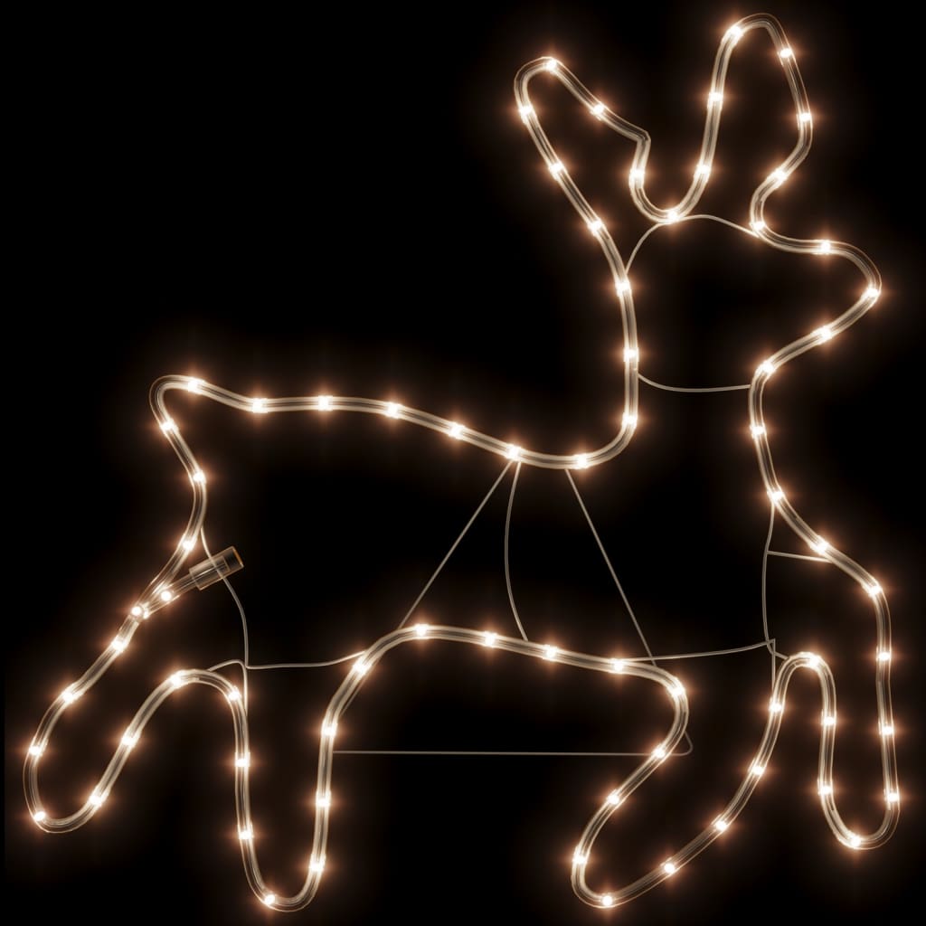 vidaXL Rennes de Noël avec LED 2 pcs Blanc chaud 57x55x4,5 cm