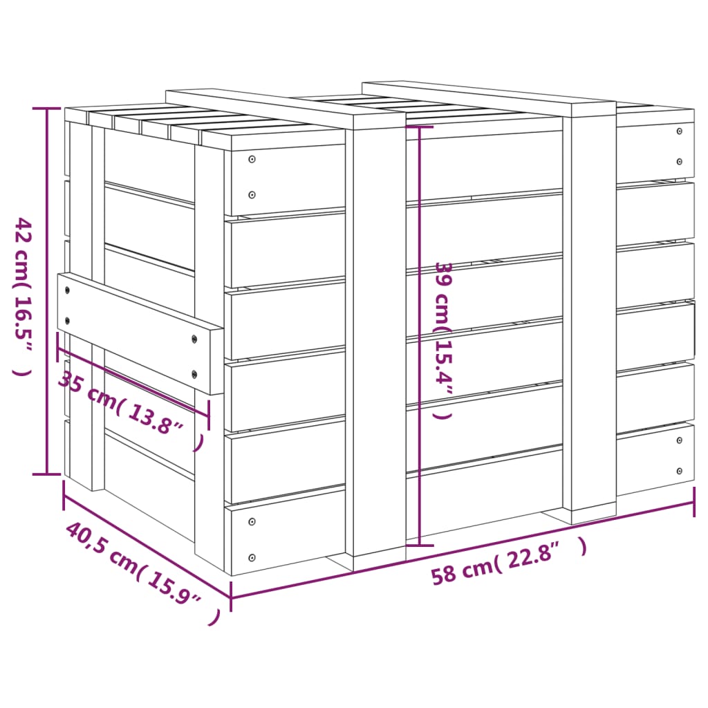 vidaXL Boîte de rangement Marron miel 58x40,5x42 cm Bois massif pin