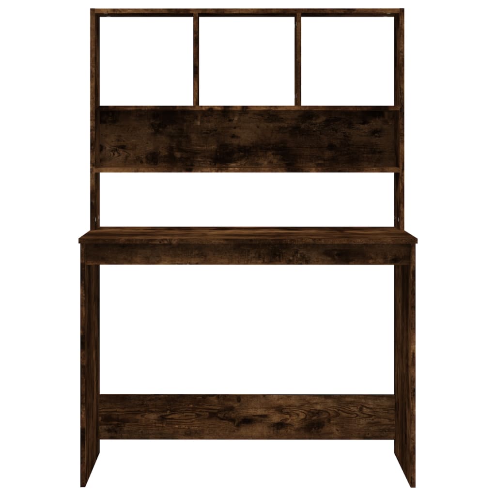 vidaXL Bureau avec étagères Chêne fumé 102x45x148 cm Bois d'ingénierie