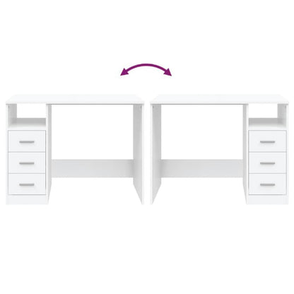 vidaXL Bureau avec tiroirs Blanc 102x50x76 cm Bois d'ingénierie