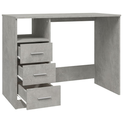 vidaXL Bureau avec tiroirs Gris béton 102x50x76 cm Bois d'ingénierie