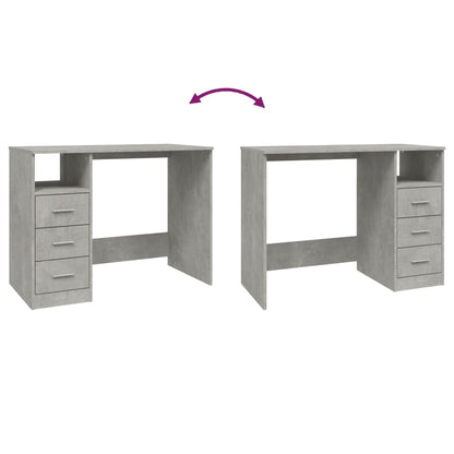 vidaXL Bureau avec tiroirs Gris béton 102x50x76 cm Bois d'ingénierie