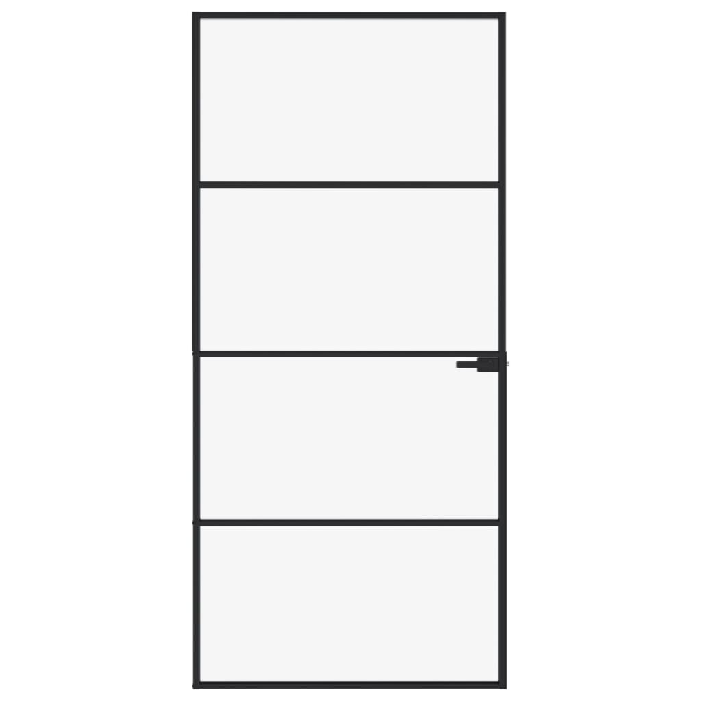 vidaXL Porte d'intérieur Noir 93x201,5 cm Trempé verre aluminium fin
