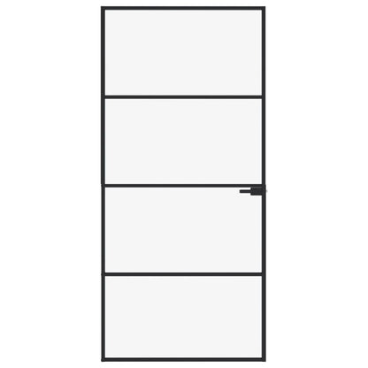 vidaXL Porte d'intérieur Noir 93x201,5 cm Trempé verre aluminium fin