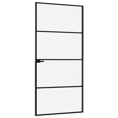 vidaXL Porte d'intérieur Noir 93x201,5 cm Trempé verre aluminium fin