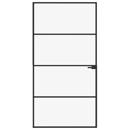 vidaXL Porte d'intérieur Noir 102x201,5 cm Trempé verre aluminium fin