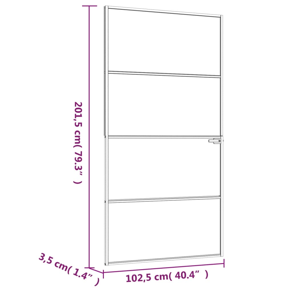 vidaXL Porte d'intérieur Noir 102x201,5 cm Trempé verre aluminium fin