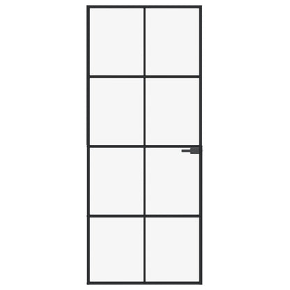 vidaXL Porte d'intérieur Noir 83x201,5 cm Trempé verre aluminium fin