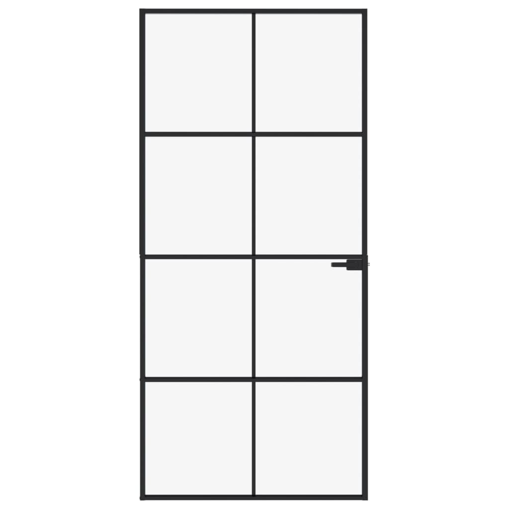 vidaXL Porte d'intérieur Noir 93x201,5 cm Trempé verre aluminium fin