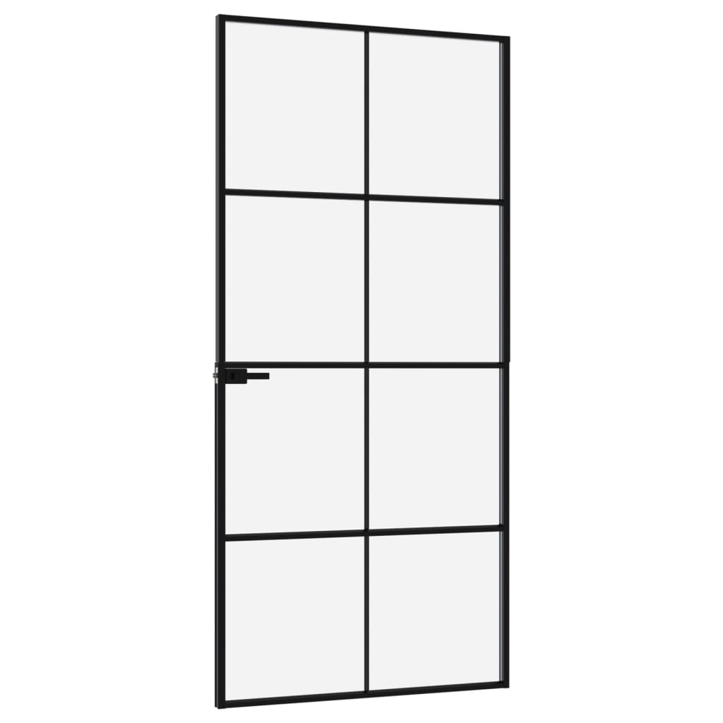 vidaXL Porte d'intérieur Noir 93x201,5 cm Trempé verre aluminium fin