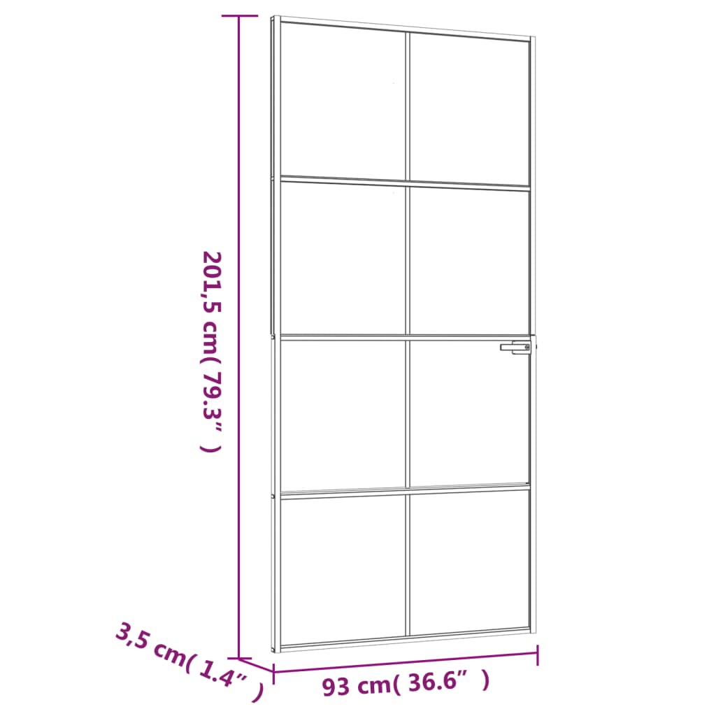 vidaXL Porte d'intérieur Noir 93x201,5 cm Trempé verre aluminium fin