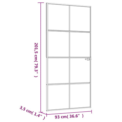 vidaXL Porte d'intérieur Noir 93x201,5 cm Trempé verre aluminium fin