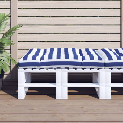 vidaXL Coussin de palette rayures bleues et blanches 120x80x12cm tissu
