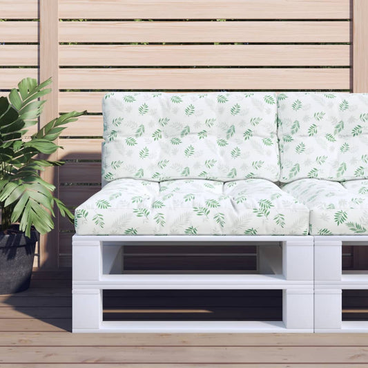 vidaXL Coussins de palette 2 pcs motif de feuilles tissu