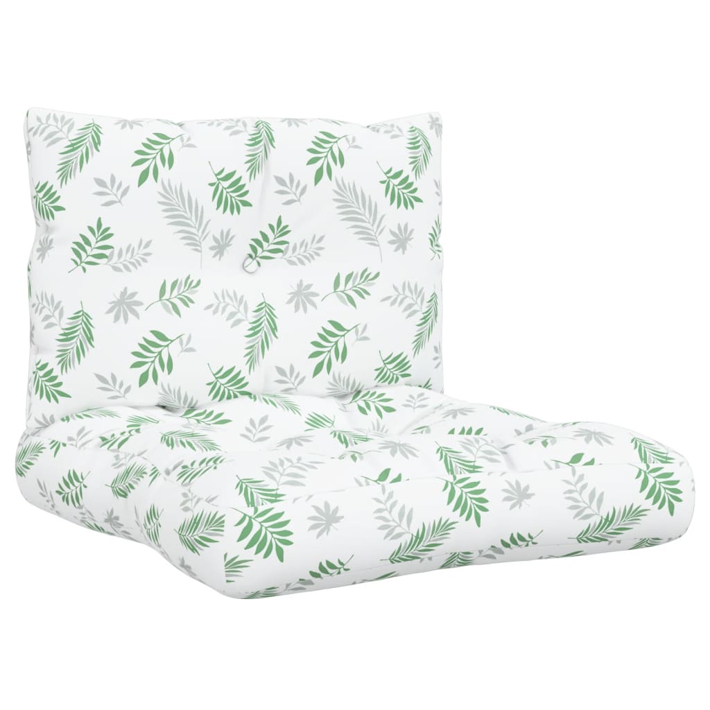 vidaXL Coussins de palette 2 pcs motif de feuilles tissu Oxford