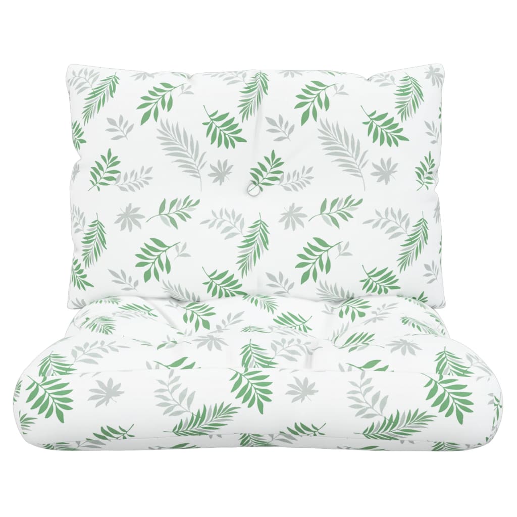 vidaXL Coussins de palette 2 pcs motif de feuilles tissu Oxford