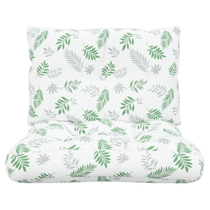 vidaXL Coussins de palette 2 pcs motif de feuilles tissu Oxford