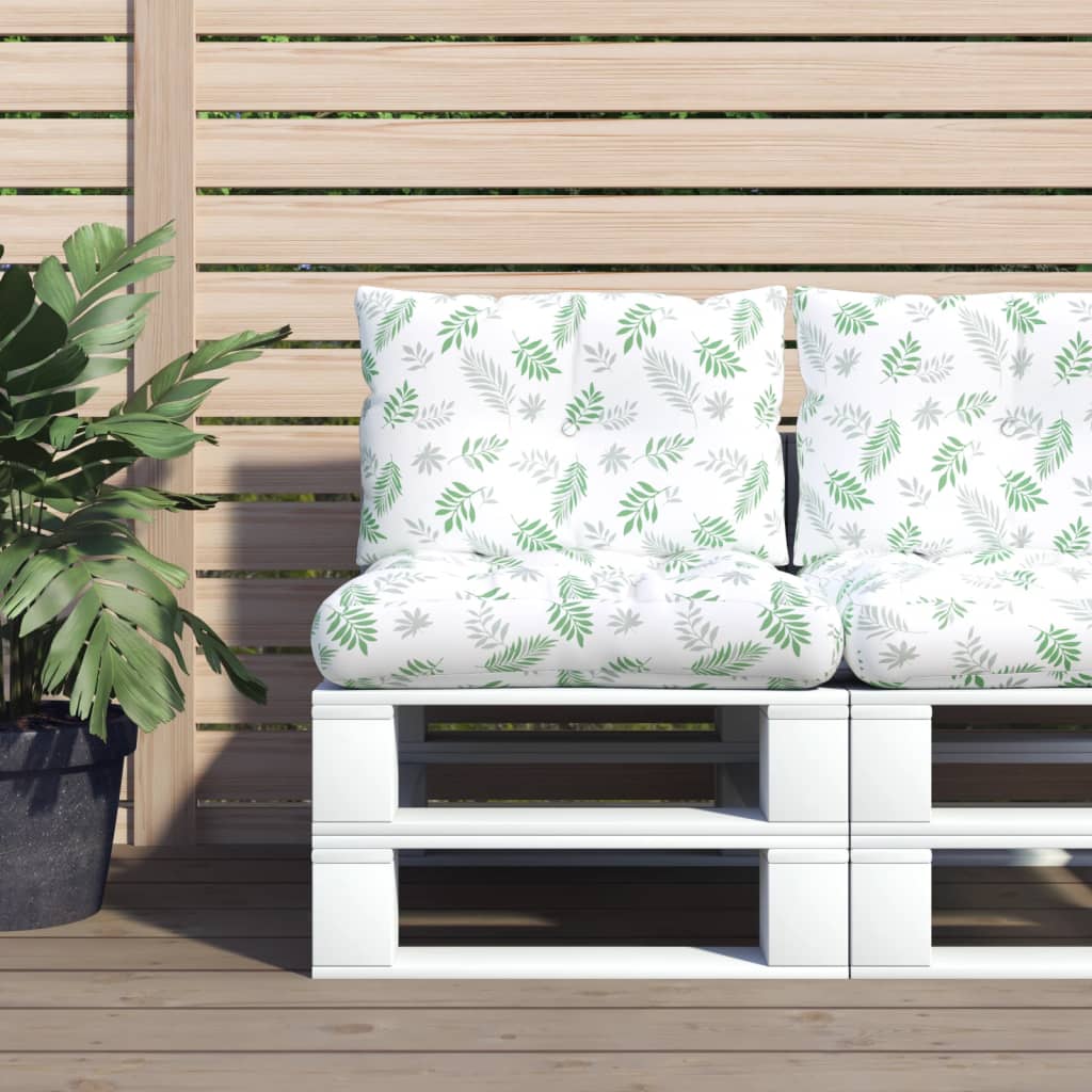 vidaXL Coussins de palette 2 pcs motif de feuilles tissu Oxford
