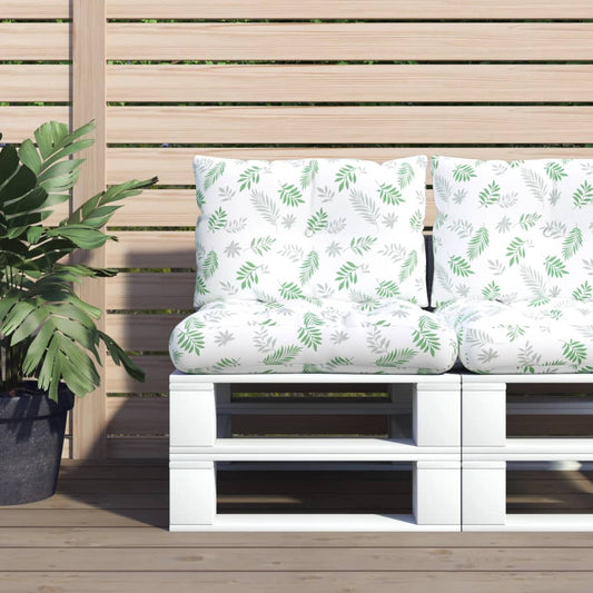 vidaXL Coussins de palette 2 pcs motif de feuilles tissu Oxford