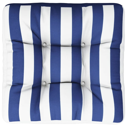vidaXL Coussin de palette rayure bleue/blanche 60x61,5x10 cm tissu
