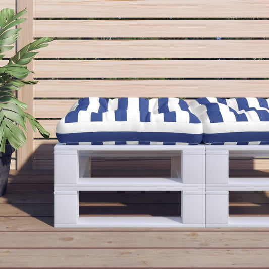 vidaXL Coussin de palette rayure bleue/blanche 60x61,5x10 cm tissu