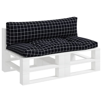 vidaXL Coussins de palette 2 pcs motif à carreaux noir tissu Oxford