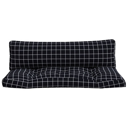 vidaXL Coussins de palette 2 pcs motif à carreaux noir tissu Oxford