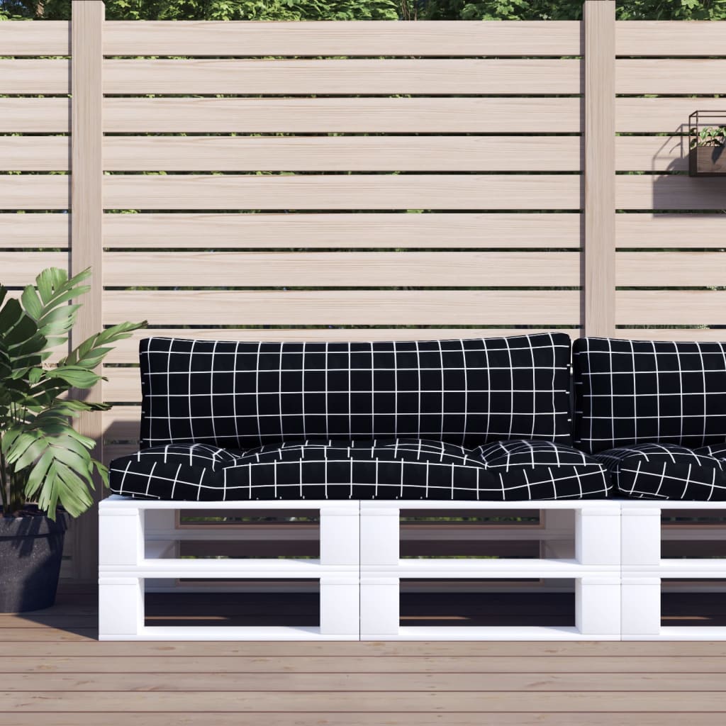 vidaXL Coussins de palette 2 pcs motif à carreaux noir tissu Oxford