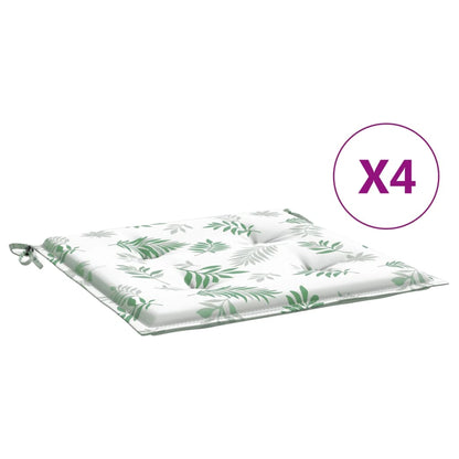 vidaXL Coussins de chaise lot de 4 motif de feuilles 50x50x3 cm tissu