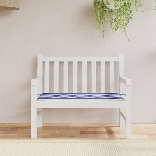 vidaXL Coussin de banc de jardin rayures bleues et blanches 100x50x3cm